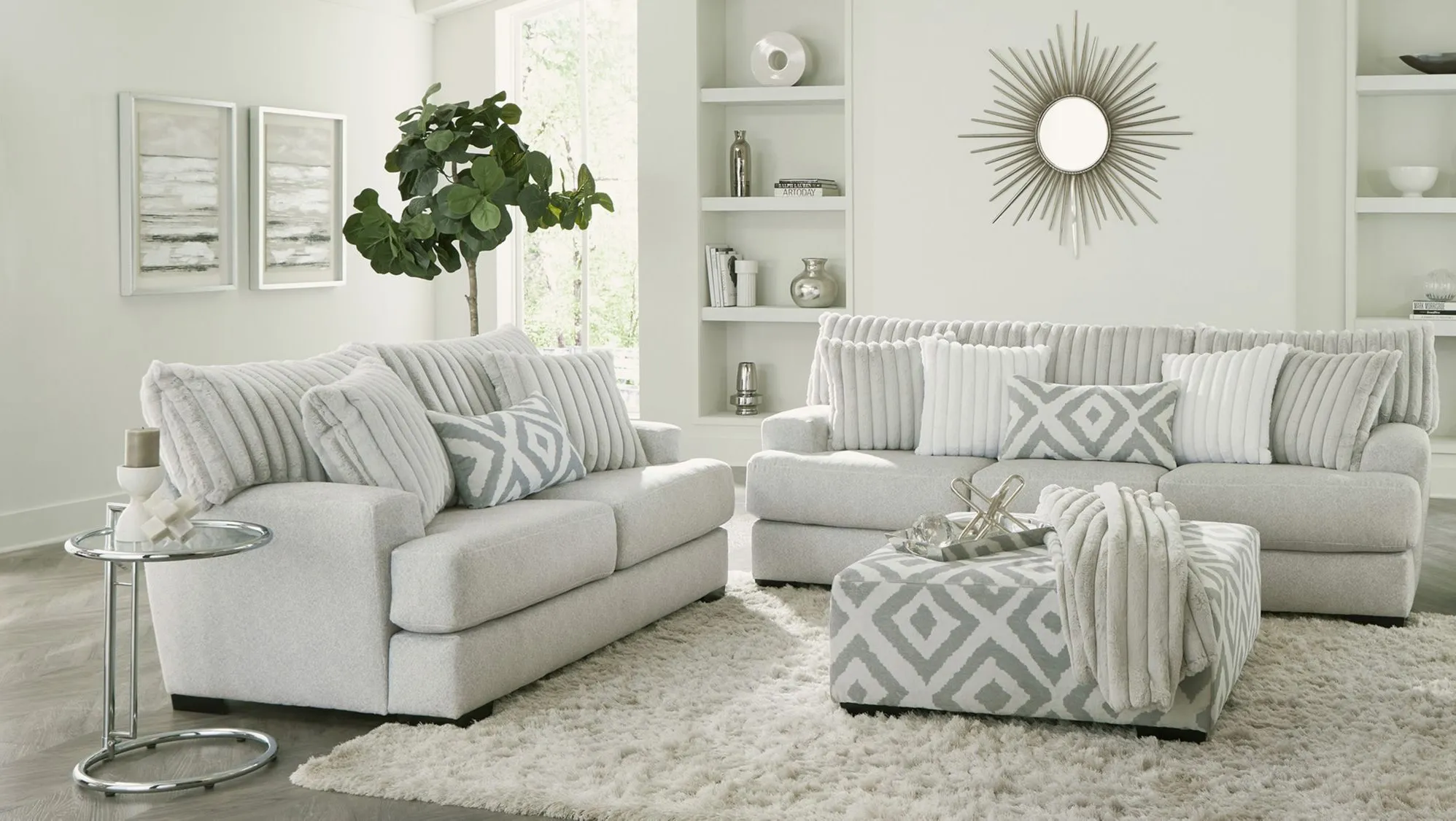 Mondo 2-pc. Sofa & Loveseat in Silver by Albany Furniture