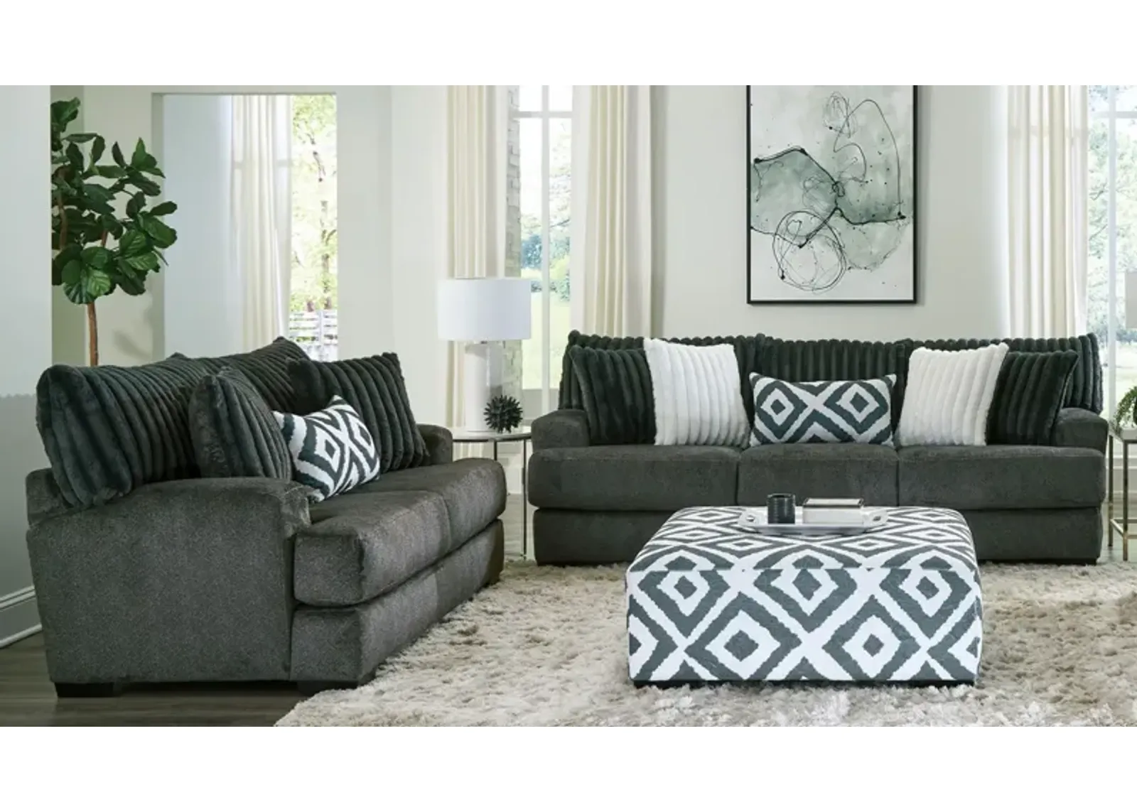 Mondo 2-pc. Sofa & Loveseat Set in Gunmetal by Albany Furniture