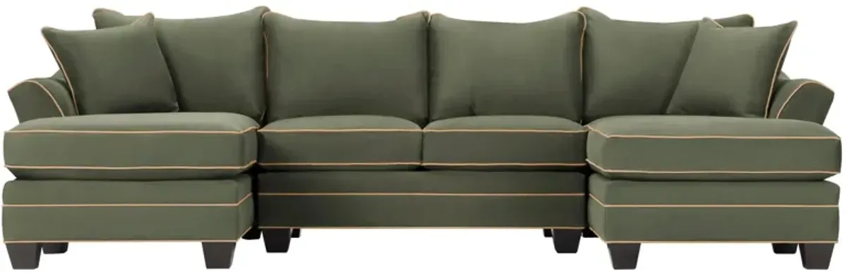 Foresthill 3-pc. Symmetrical Chaise Sectional Sofa in Suede So Soft Pine/Khaki by H.M. Richards