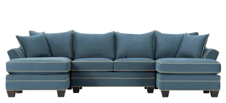 Foresthill 3-pc. Symmetrical Chaise Sectional Sofa in Suede So Soft Indigo/Mineral by H.M. Richards