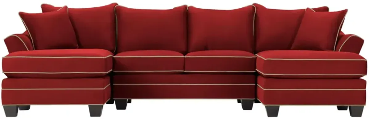 Foresthill 3-pc. Symmetrical Chaise Sectional Sofa in Suede So Soft Cardinal/Mineral by H.M. Richards