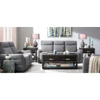 Yardley 2-pc.. Chenille Power Sofa and Loveseat Set in Dove by Bellanest