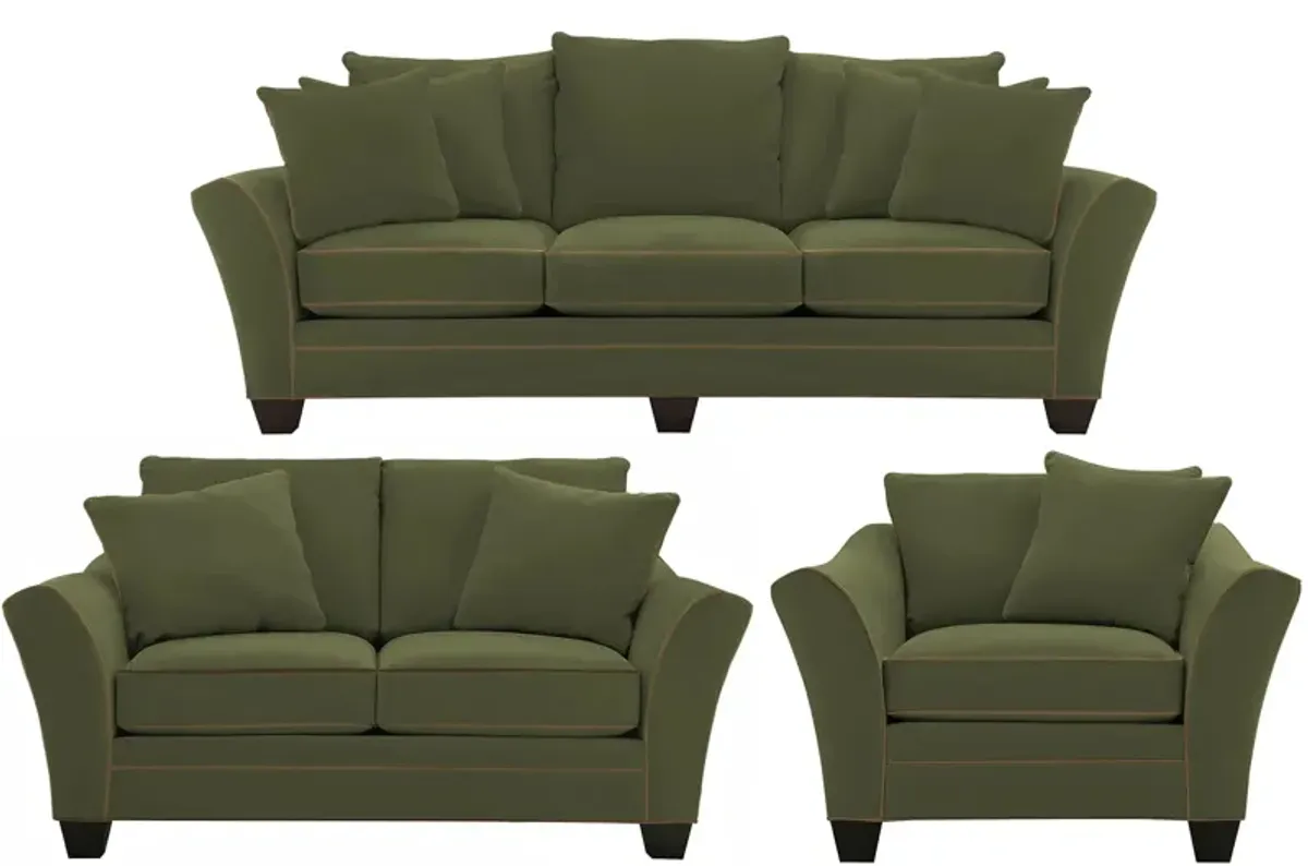 Briarwood Living Room Set in Suede So Soft Pine/Khaki by H.M. Richards