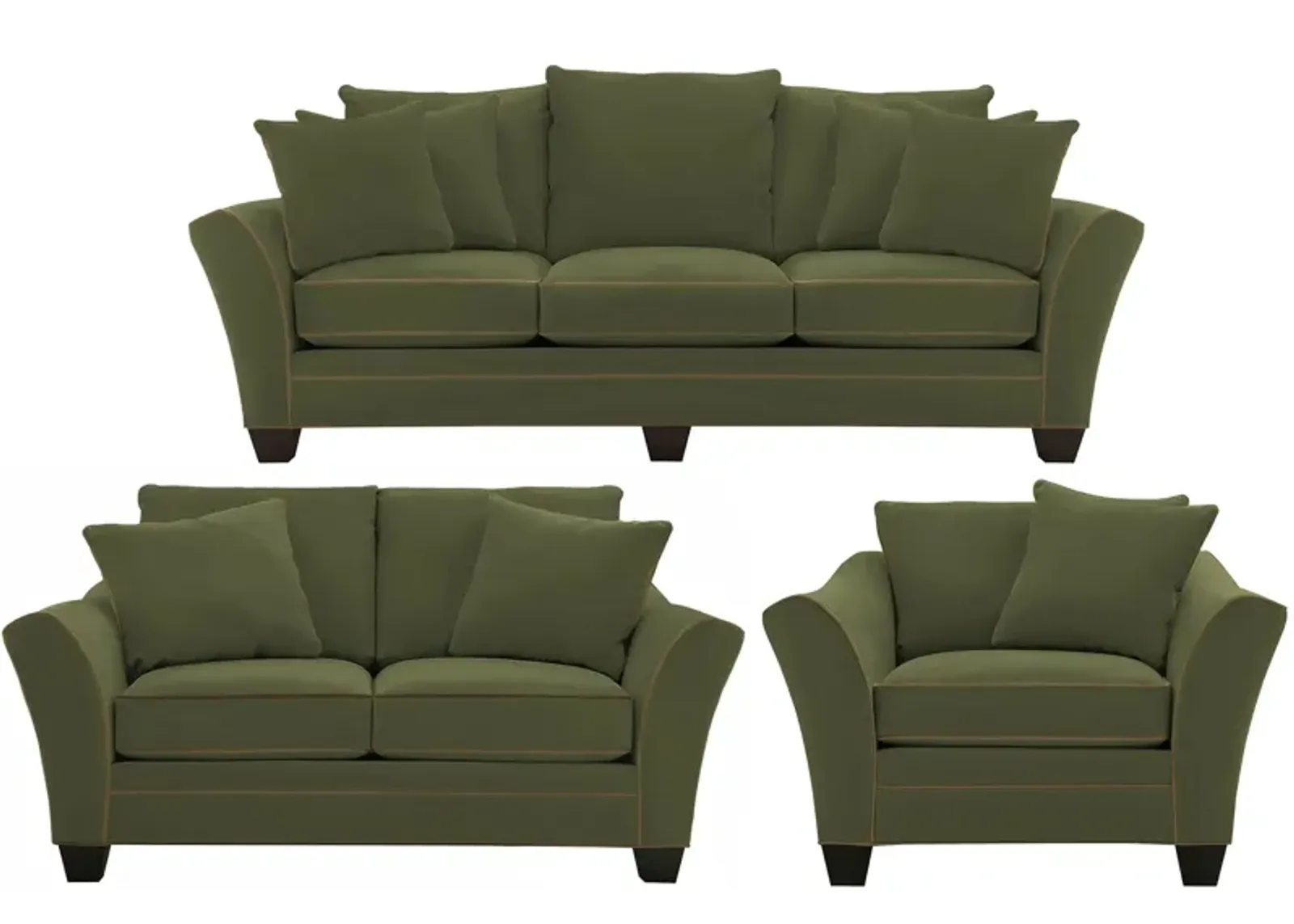 Briarwood Living Room Set in Suede So Soft Pine/Khaki by H.M. Richards