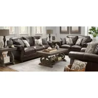 Alistair 2-pc. Leather Sofa and Loveseat Set in Brown by Bellanest