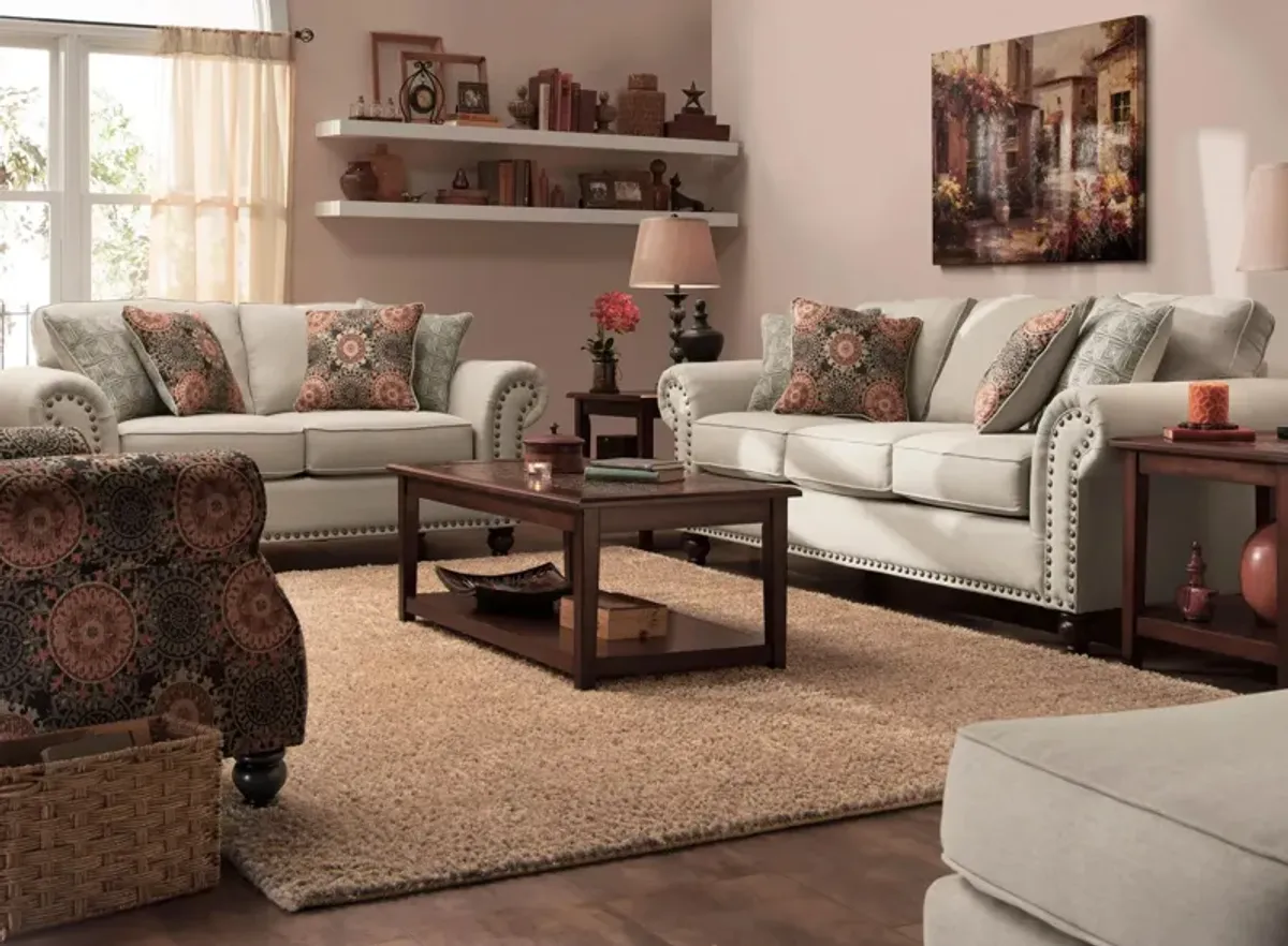 Corliss Living Room Set in Oatmeal / Walnut by Fusion Furniture