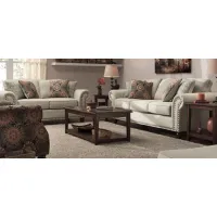 Corliss 2-pc.. Sofa and Loveseat Set in Oatmeal / Walnut by Fusion Furniture
