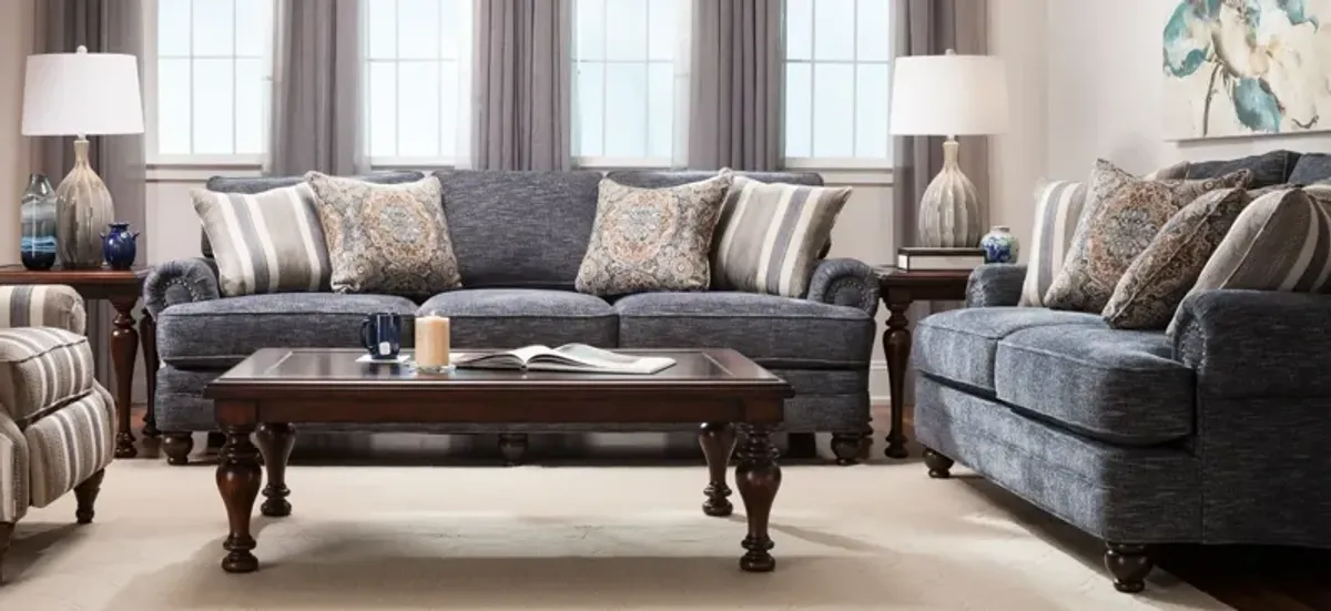 Tifton Living Room Set in Handwoven Blue Smoke by H.M. Richards