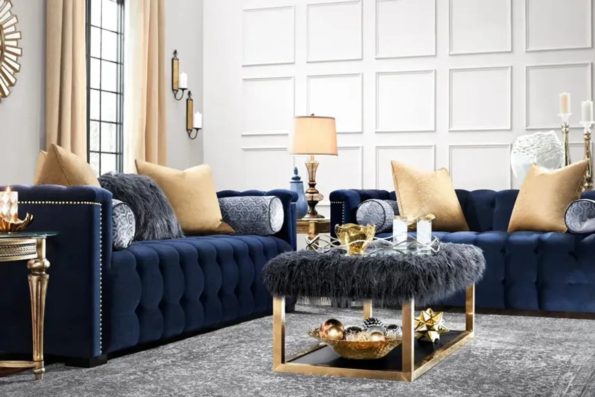 Diana Living Room Set in Indigo by Aria Designs