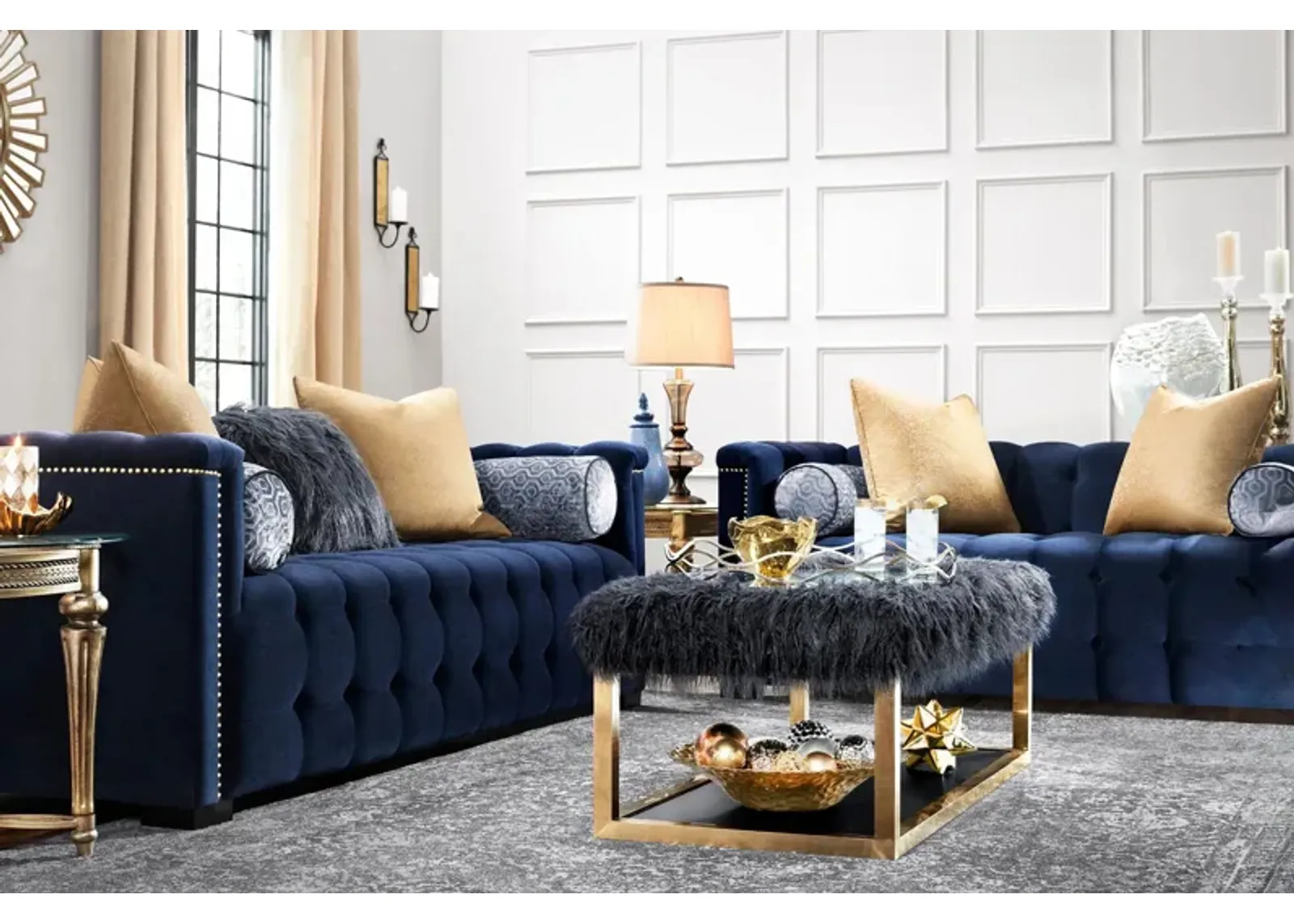 Diana Living Room Set in Indigo by Aria Designs