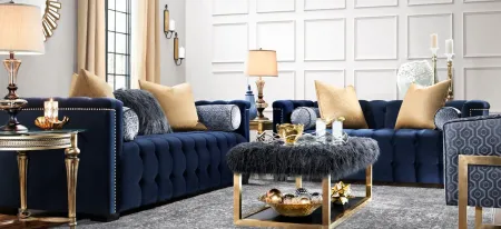 Diana 2-pc.. Sofa and Loveseat Set in Indigo by Aria Designs