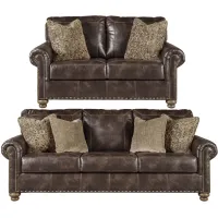 Navarra Sofa and Loveseat Set in Brown by Ashley Furniture