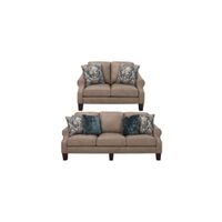 Marlette Leather Sofa and Loveseat Set in Taupe by Bellanest