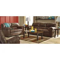 Livingston 2-pc.. Leather-Look Sofa and Loveseat Set in Brown by Ashley Furniture