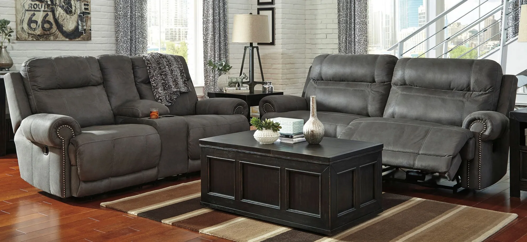 Romilly 2-pc.. Reclining Sofa and Loveseat Set in Gray by Ashley Furniture