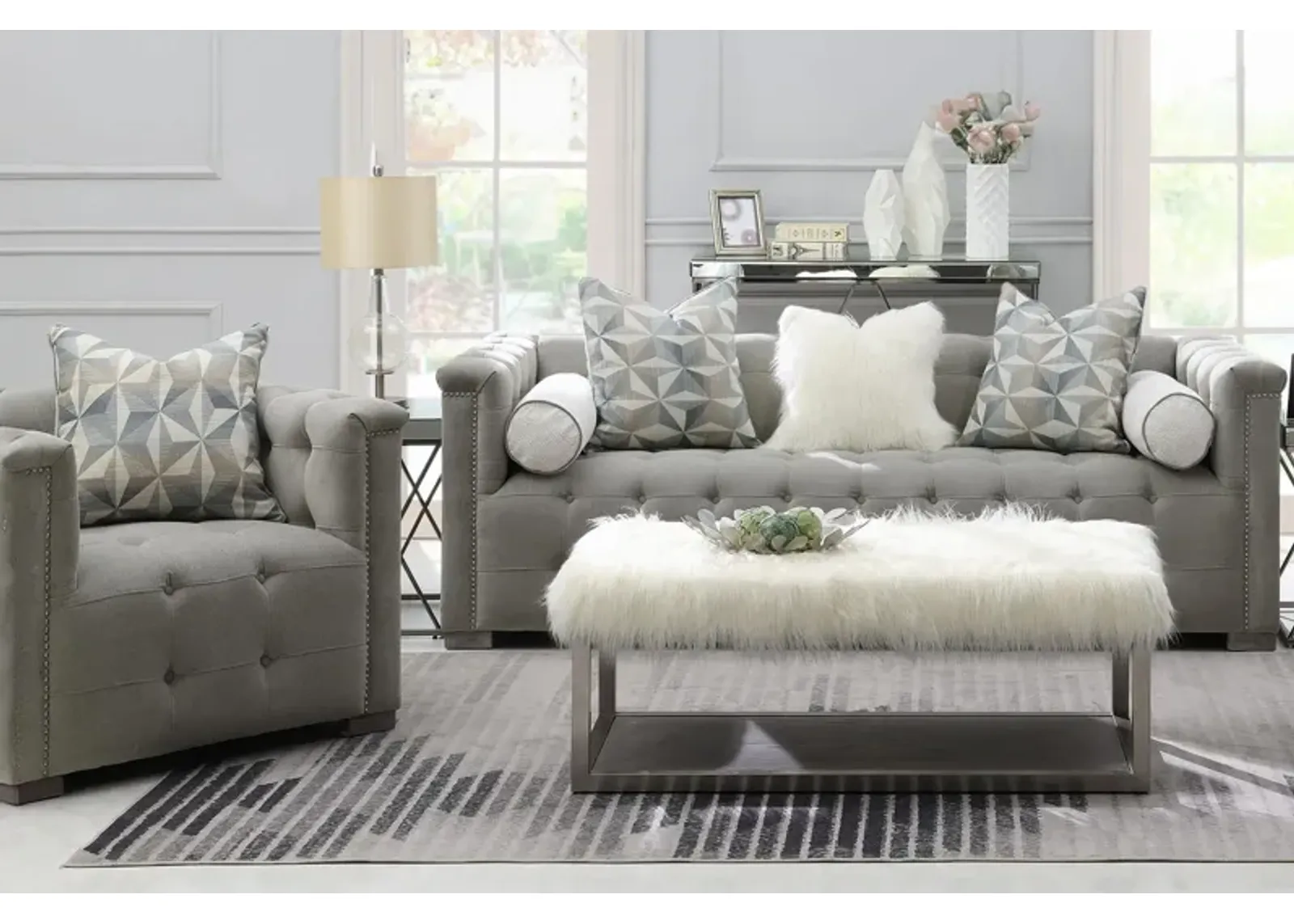 Diana Living Room Set in Smoke by Aria Designs