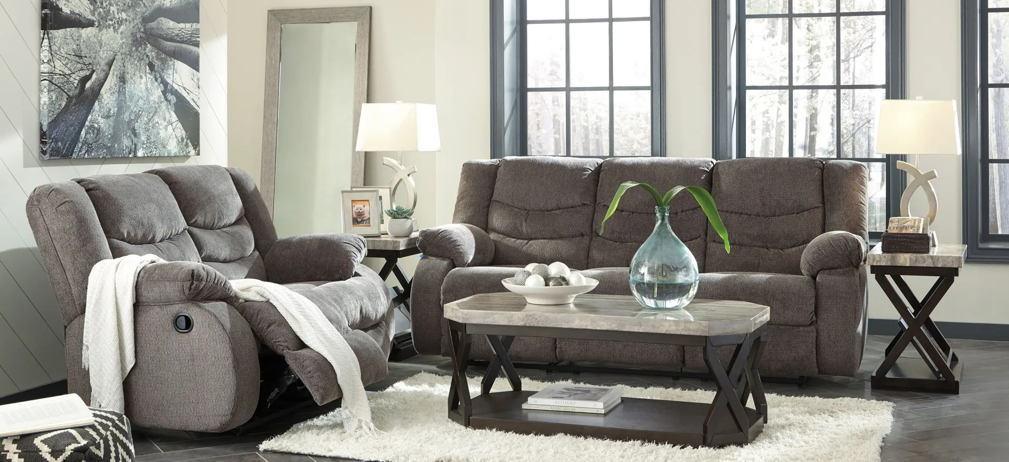 Southgate 2-pc.. Reclining Sofa and Loveseat Set in Gray by Ashley Furniture