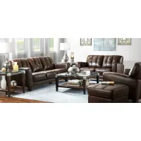 Gino 2-pc.. Leather Sofa and Loveseat Set in Classico Dark Brown by Bellanest