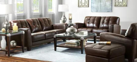 Gino 2-pc. Leather Sofa and Loveseat Set in Classico Dark Brown by Bellanest