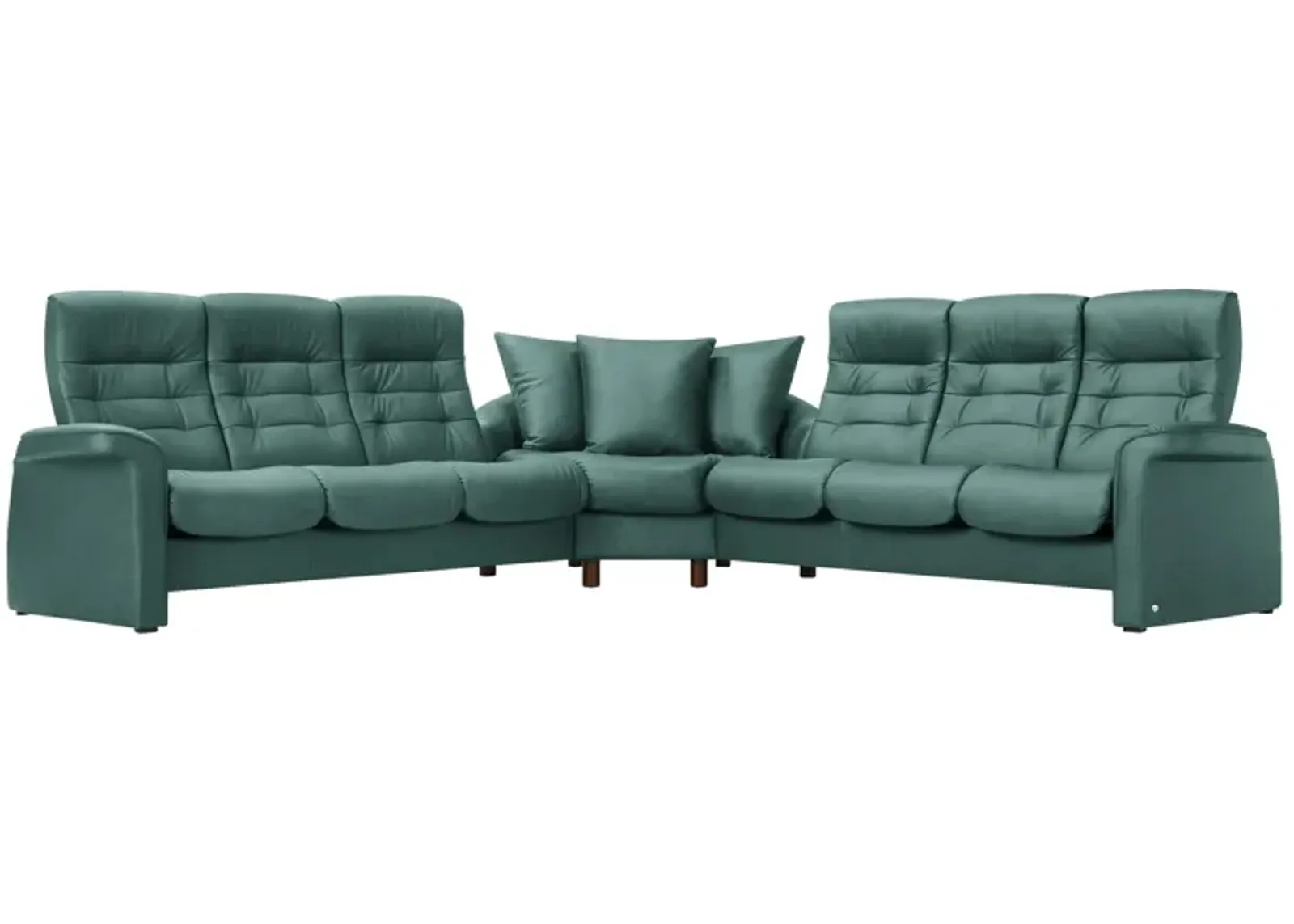 Stressless Sapphire 3-pc. Leather Reclining Sectional Sofa in Paloma Aqua Green by Stressless