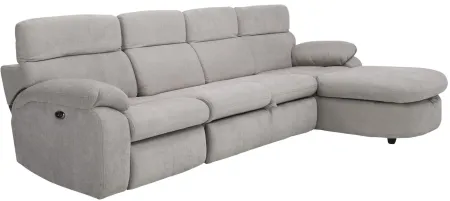 Enbright Microfiber 3-pc. Power-Reclining Sectional w/ Pop-Up Sleeper in Gray by Bellanest