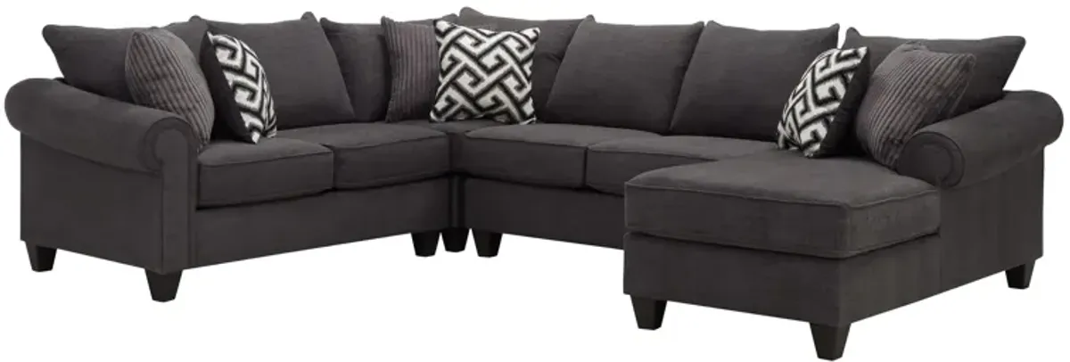 Piper 4-pc. Chenille Sectional Sofa in Bridget Graphite by Style Line