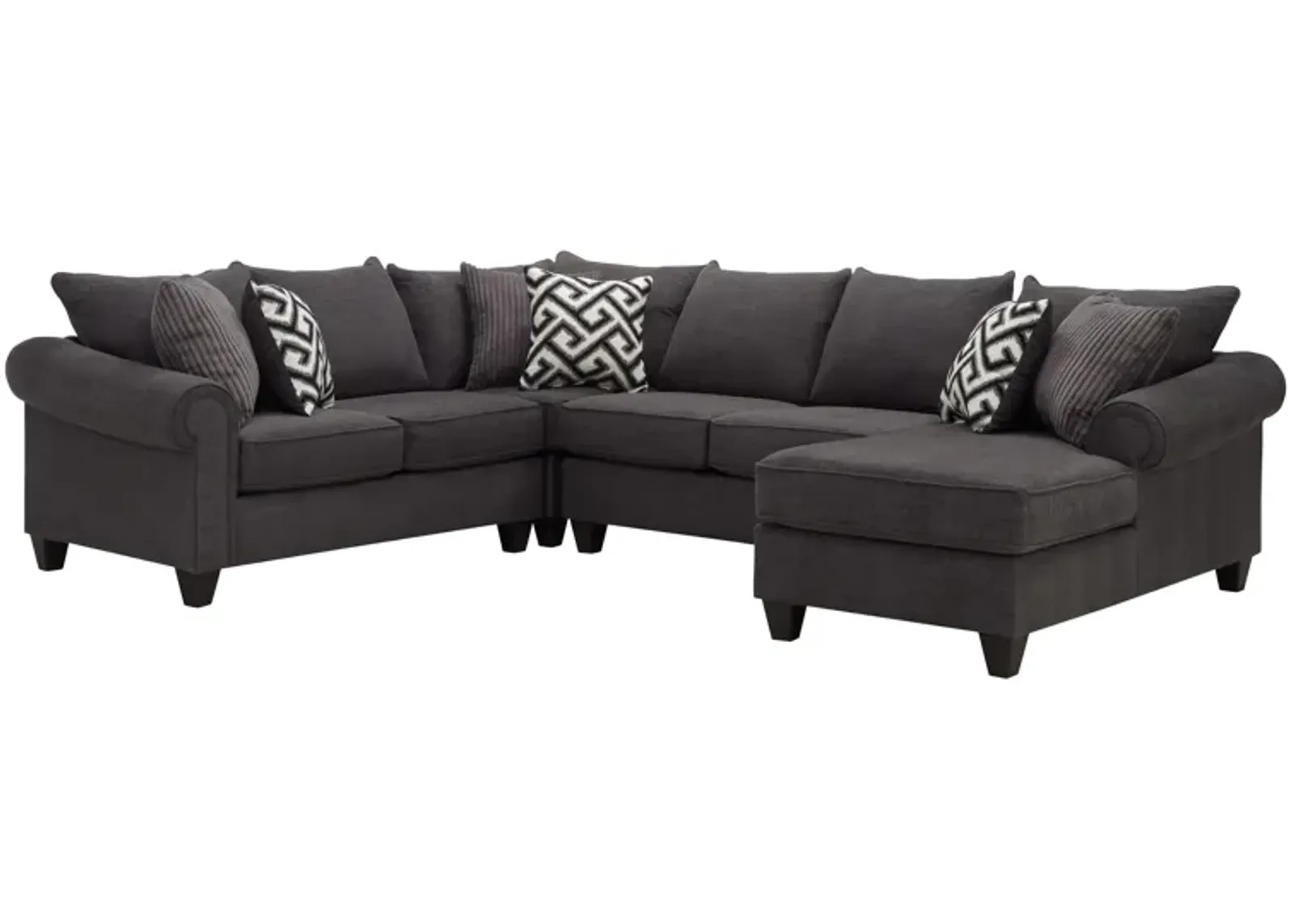 Piper 4-pc. Chenille Sectional Sofa in Bridget Graphite by Style Line