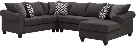 Piper 4-pc. Chenille Sectional Sofa in Bridget Graphite by Style Line