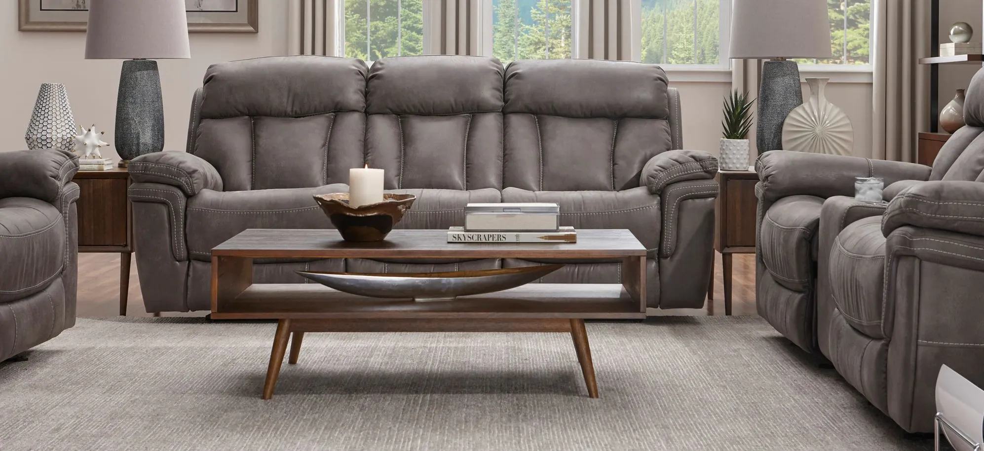 Ryder 2-pc. Reclining Sofa and Loveseat Set with Console in Gray by Bellanest