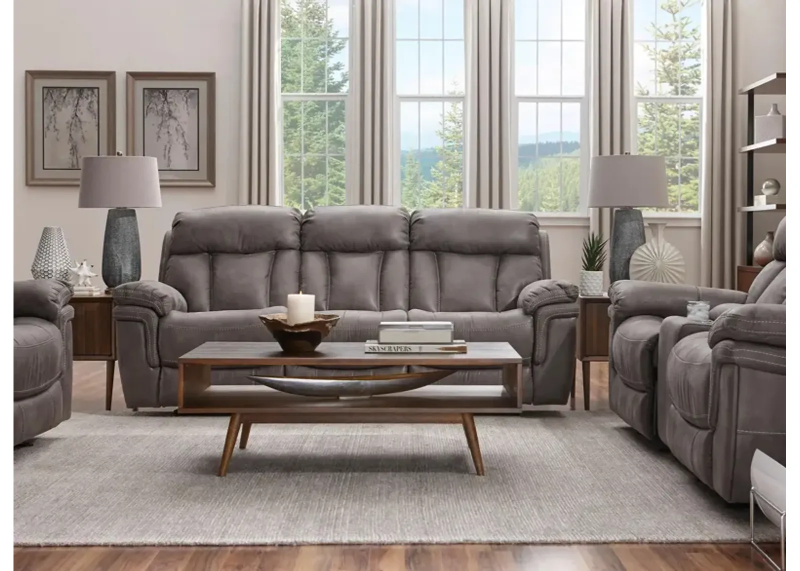 Ryder 2-pc. Reclining Sofa and Loveseat Set with Console in Gray by Bellanest