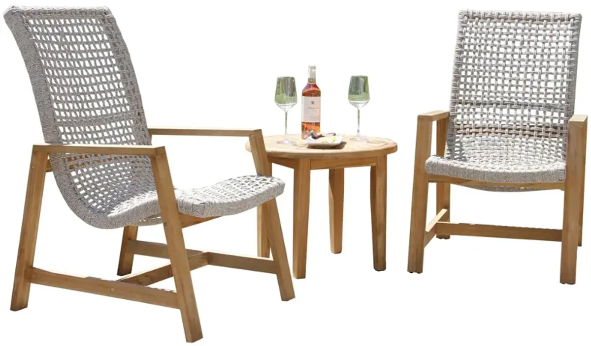 Nautical 3-pc. Teak Outdoor Lounge Set in Faye Ash by Outdoor Interiors