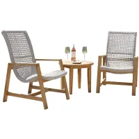 Nautical 3-pc. Teak Outdoor Lounge Set in Natural by Outdoor Interiors