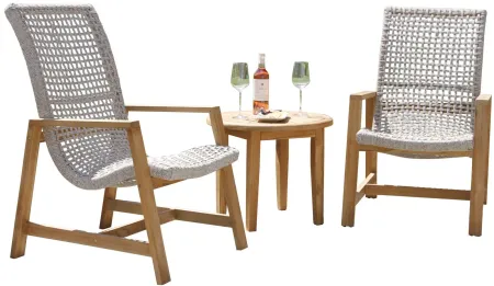 Nautical 3-pc. Teak Outdoor Lounge Set in Faye Ash by Outdoor Interiors
