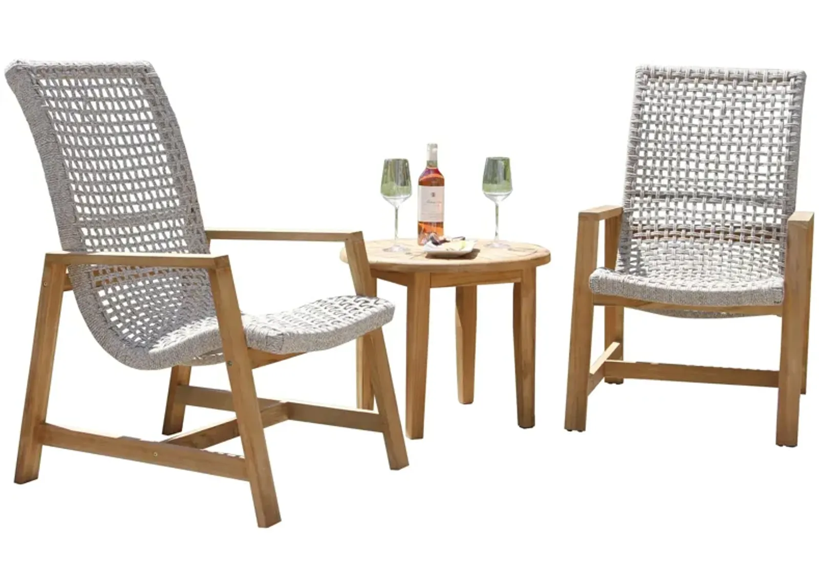 Nautical 3-pc. Teak Outdoor Lounge Set in Faye Ash by Outdoor Interiors