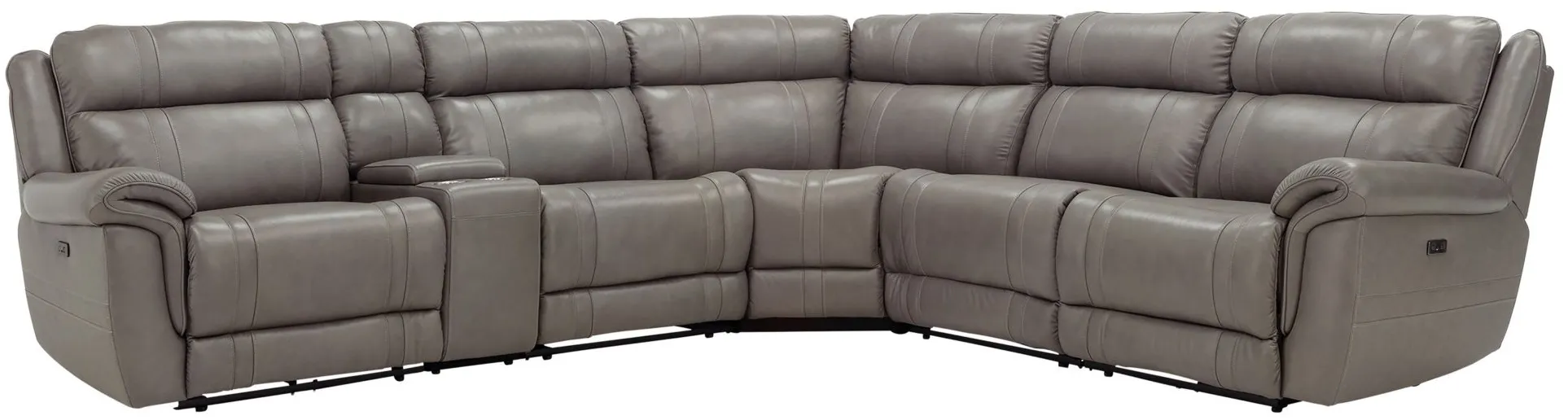 Ridgewood 6-pc. Leather Power-Reclining Sectional Sofa in Gray by Bellanest