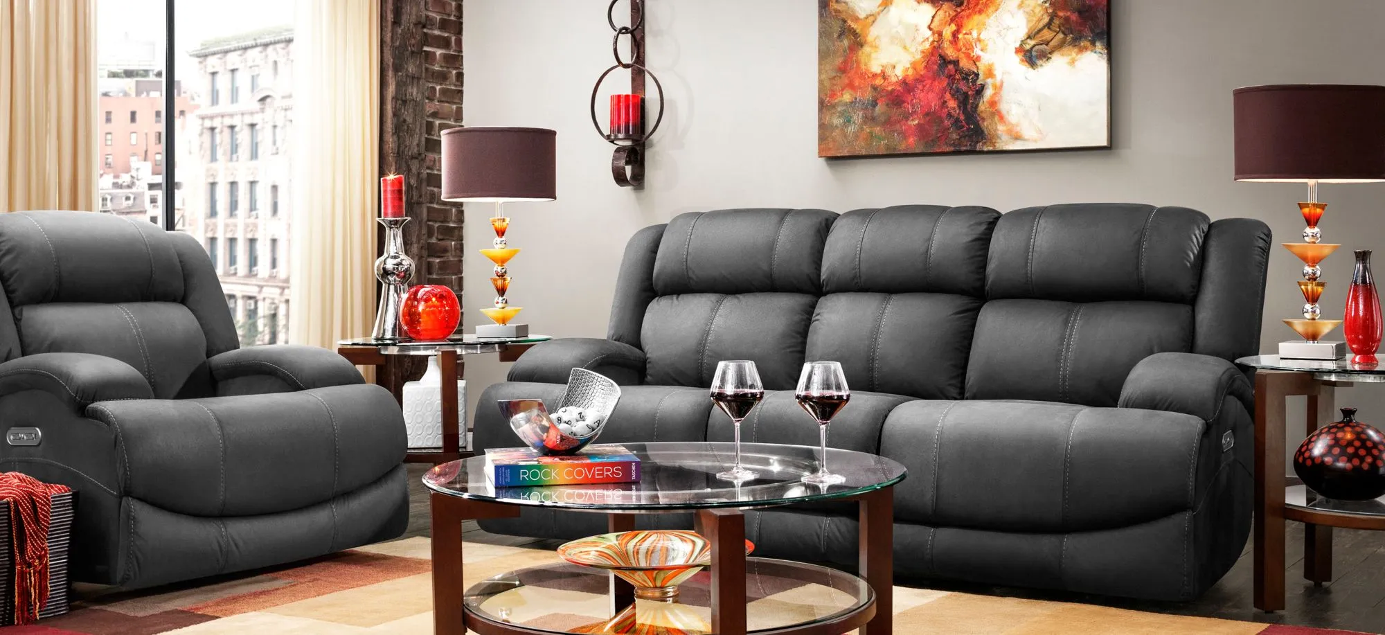 Quincey 2pc PowerReclining Sofa and Loveseat Set