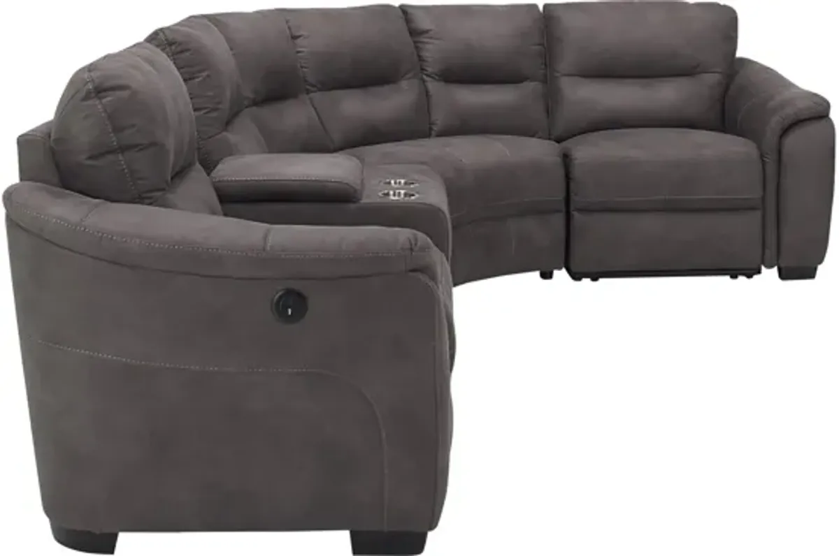 Rockland Microfiber 5-pc. Power Sectional