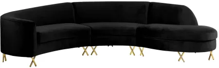 Serpentine 3-pc. Sectional in Black by Meridian Furniture