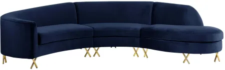 Serpentine 3-pc. Sectional in Navy by Meridian Furniture