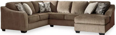 Graftin 3-pc. Sectional with Chaise in Teak by Ashley Furniture