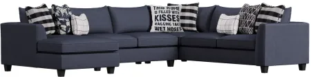 Daine 3-pc. Sectional Sofa w/ Full Sleeper in Popstich Navy by Fusion Furniture