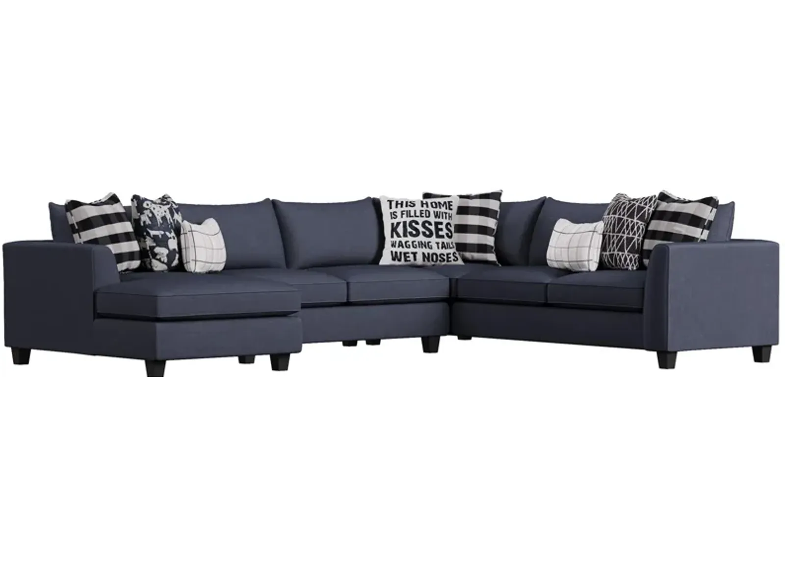 Daine 3-pc. Sectional Sofa w/ Full Sleeper in Popstich Navy by Fusion Furniture