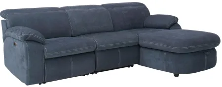 Enbright Microfiber 3-pc. Power-Reclining Sectional in Blue by Bellanest