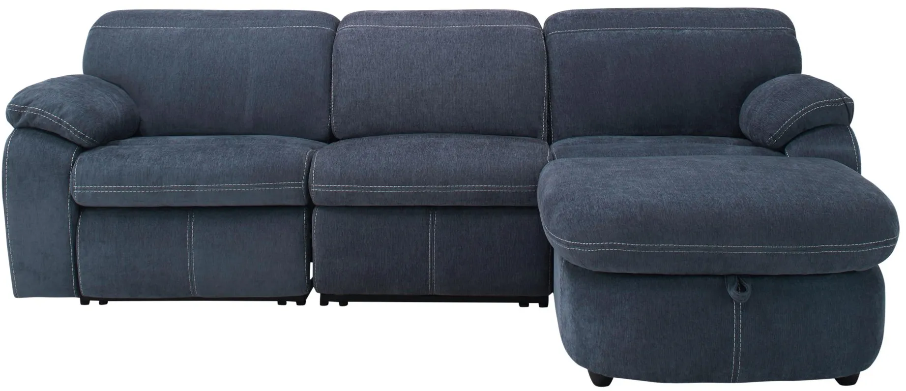 Enbright Microfiber 3-pc. Power-Reclining Sectional in Blue by Bellanest