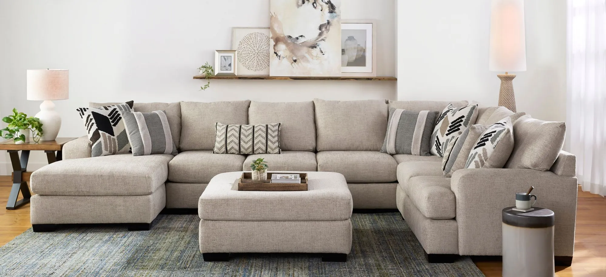 Cooper 5-pc. Sectional w/ Cocktail Ottoman in Beige;Brown by Albany Furniture