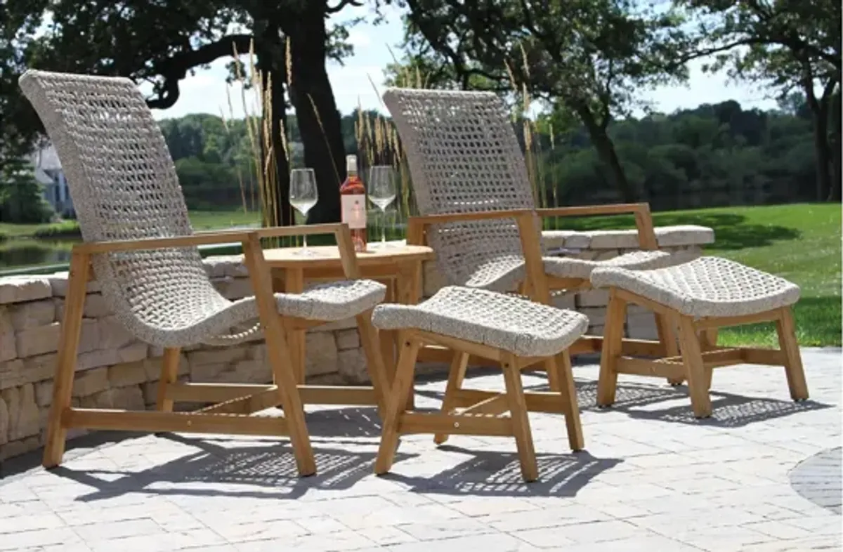 Nautical 5-pc. Teak Outdoor Lounge Set w/ Ottomans