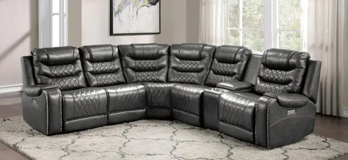 Greenway 6-pc. Modular Power Reclining Sectional Sofa in Gray by Homelegance