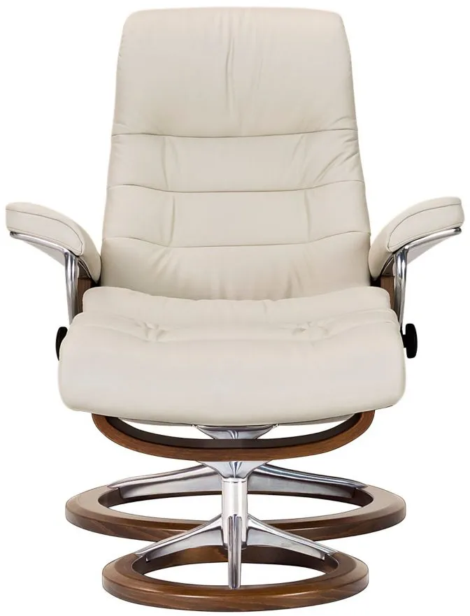 Stressless Opal Medium Signature Reclining Chair and Ottoman