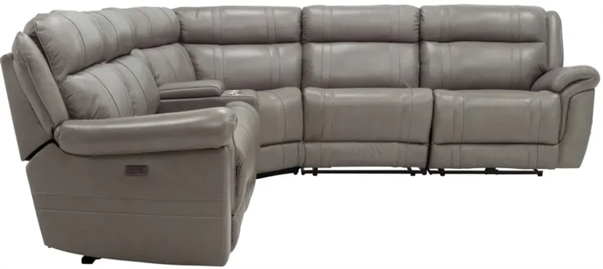 Ridgewood 6-pc. Leather Power-Reclining Sectional Sofa in Gray by Bellanest