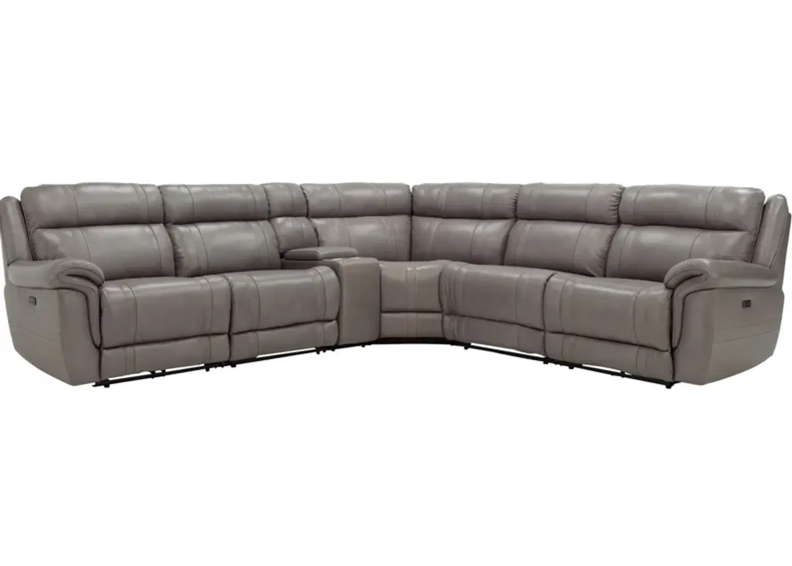 Ridgewood 6-pc. Leather Power-Reclining Sectional Sofa in Gray by Bellanest